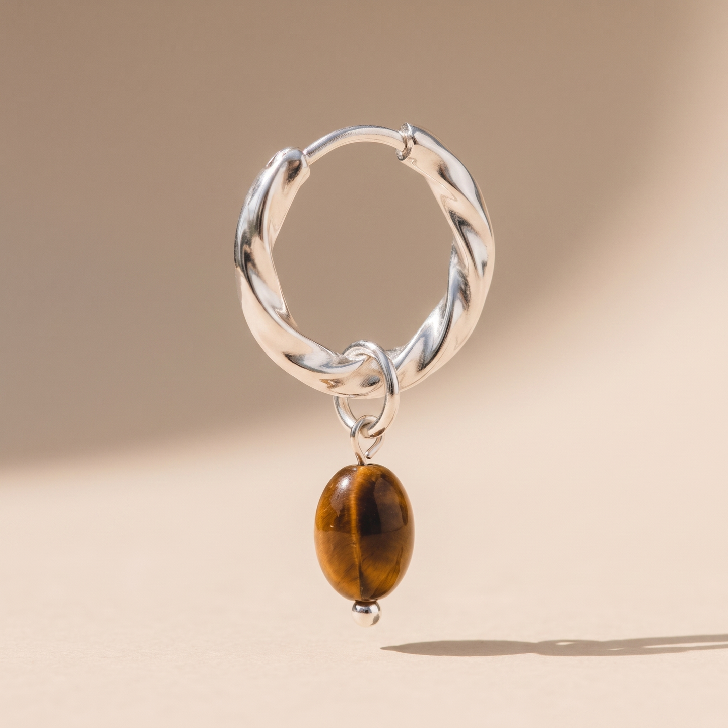 Asea Tiger Eye Drop Huggies — Silver color