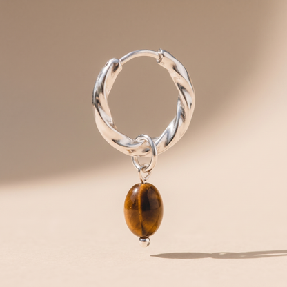 Asea Tiger Eye Drop Huggies — Silver color