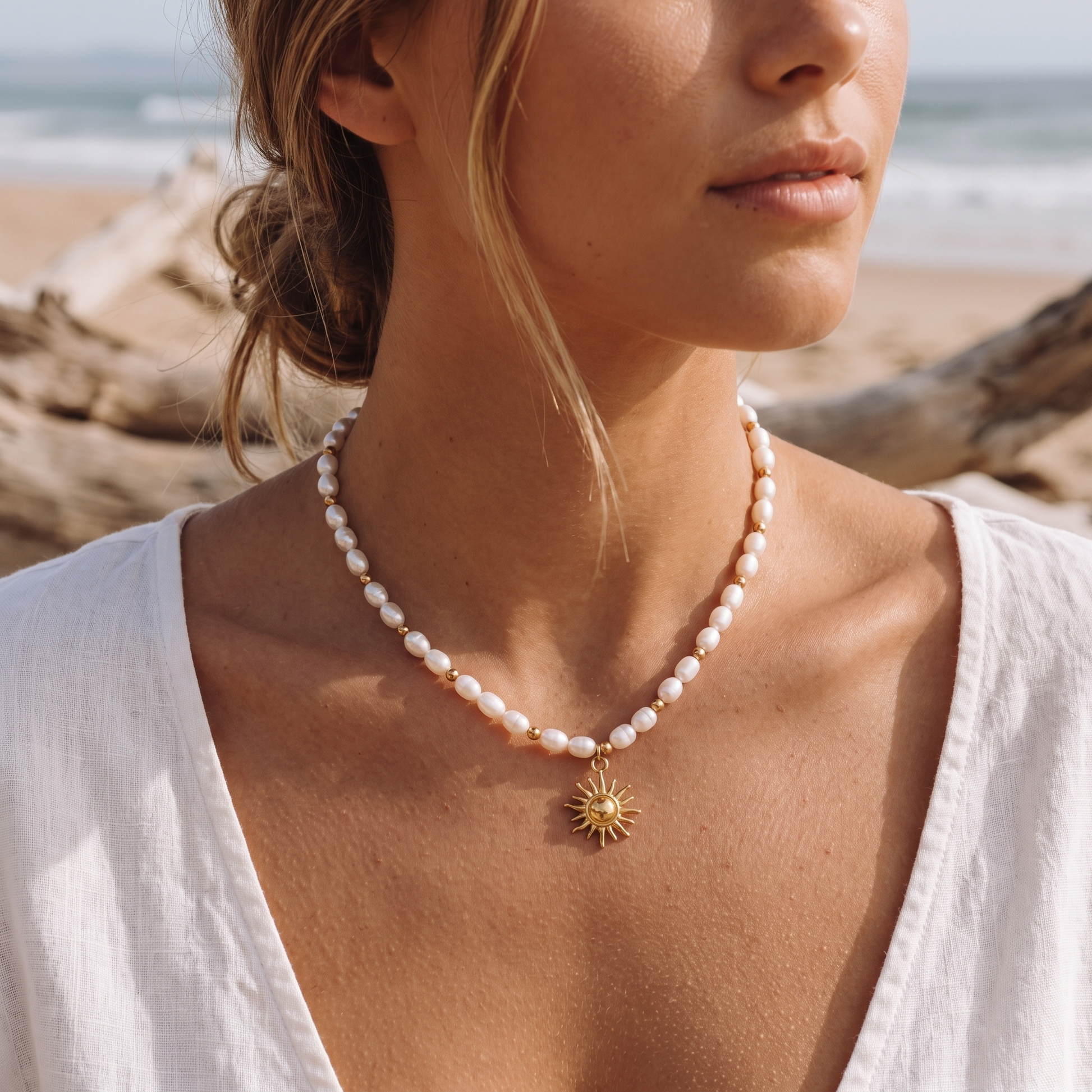 Asea Taormina Freshwater Pearl Necklace — worn by model