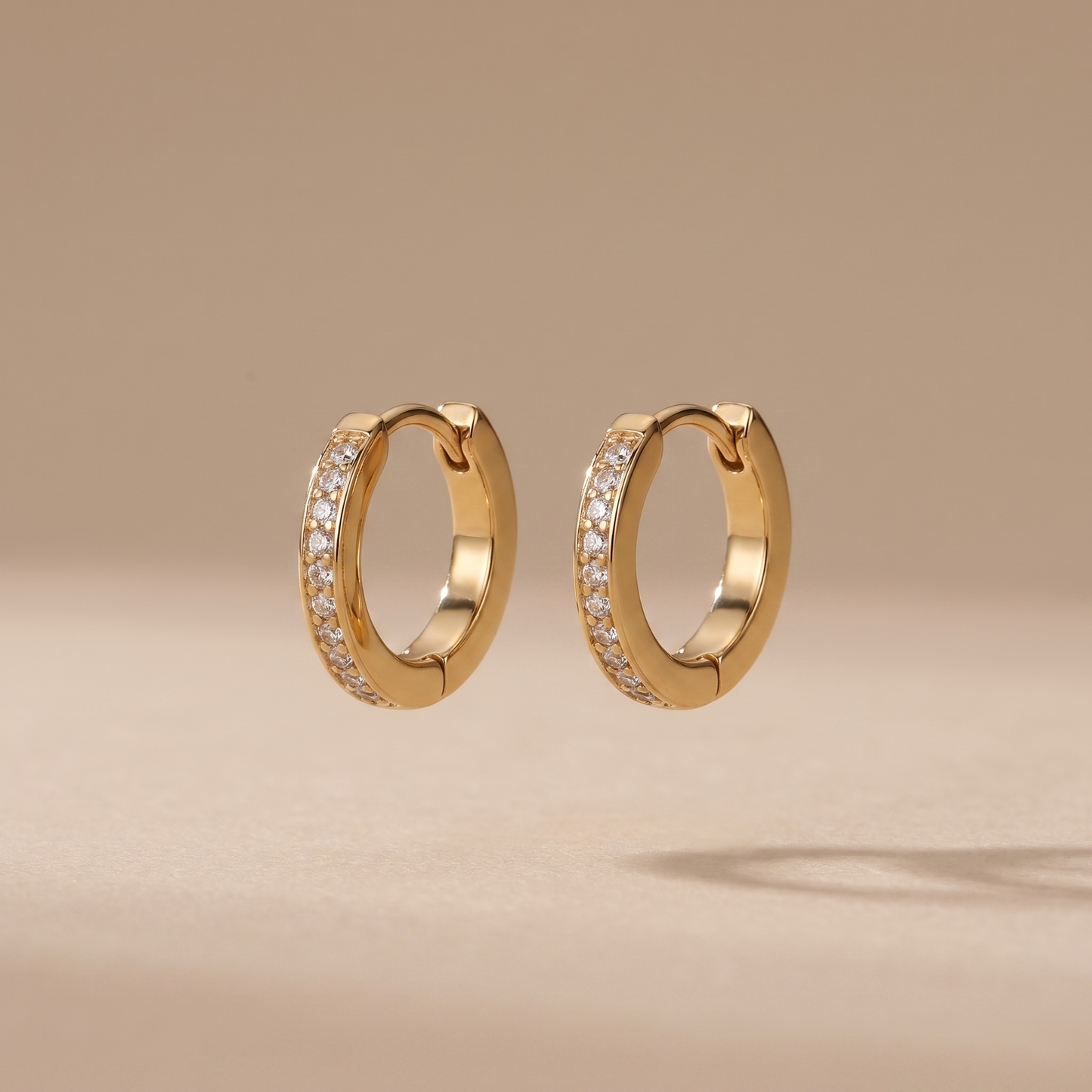 Asea Mini Zircon Gold Hoops — 14K Gold Color