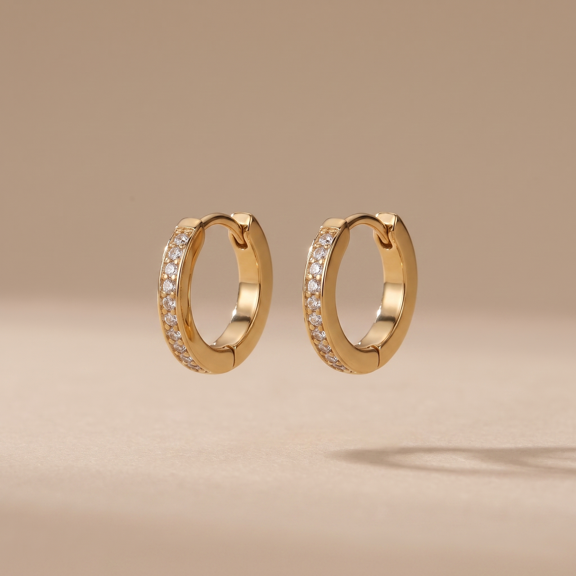 Asea Mini Zircon Gold Hoops — 14K Gold Color