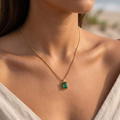 Asea Emerald Pendant Necklace — worn by model