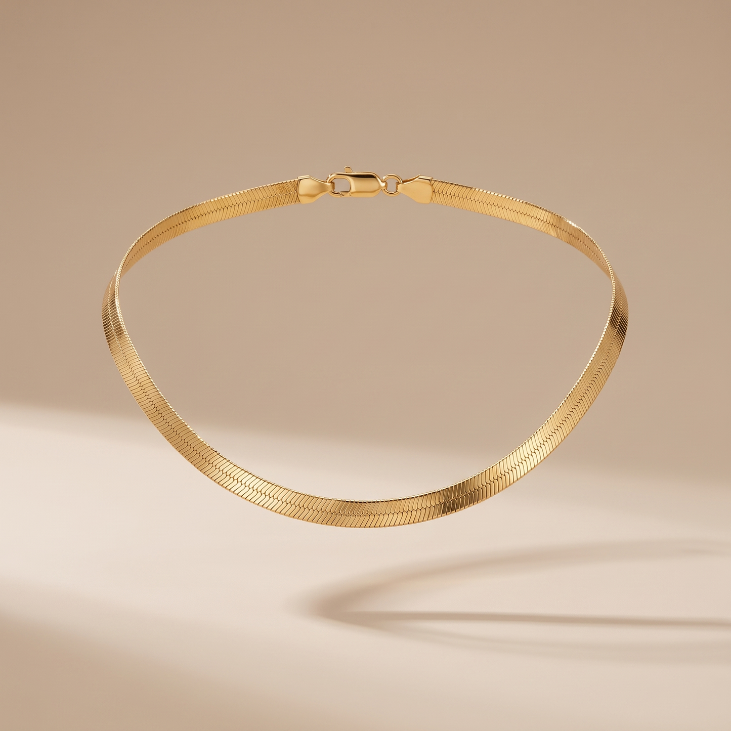 Asea Tarifa Herringbone Chain Choker — 14K Gold Color