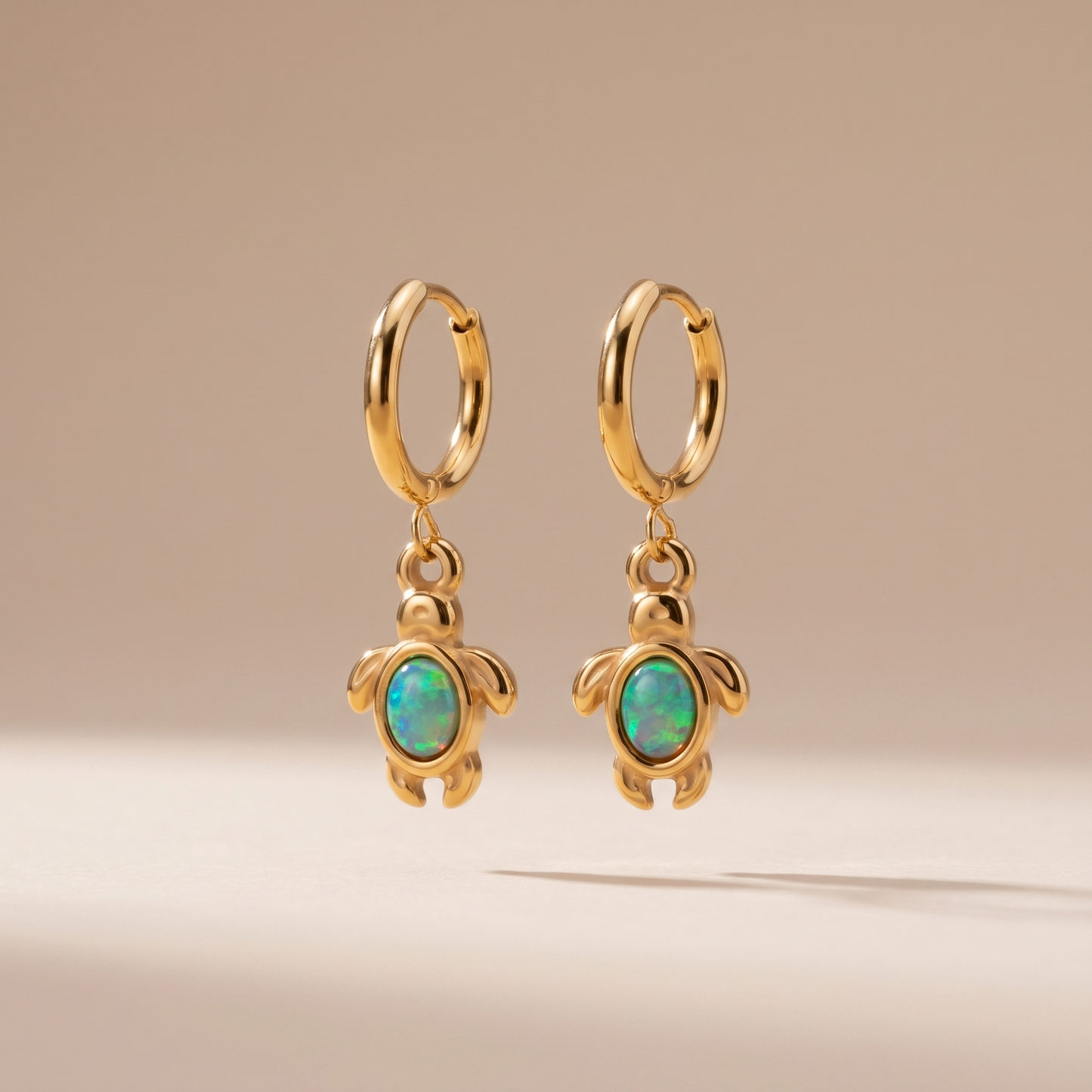 Asea Opal Sea Turtle Hoops — front view