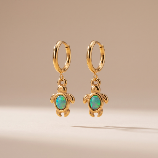 Asea Opal Sea Turtle Hoops — front view