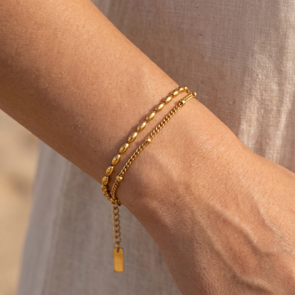 Asea Double Chain Pebble Bracelet — worn by model