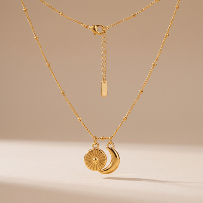 Asea Sun & Moon Charm Necklace — front view