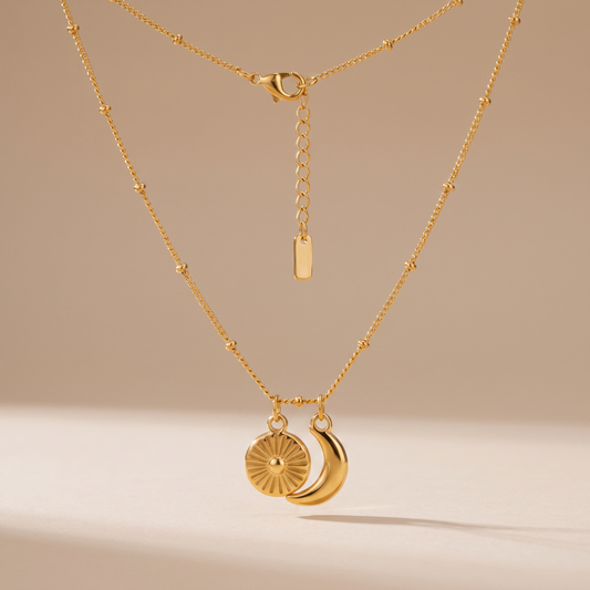 Asea Sun & Moon Charm Necklace — front view