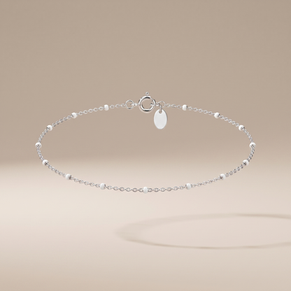 Asea White Bead Anklet — Silver Color
