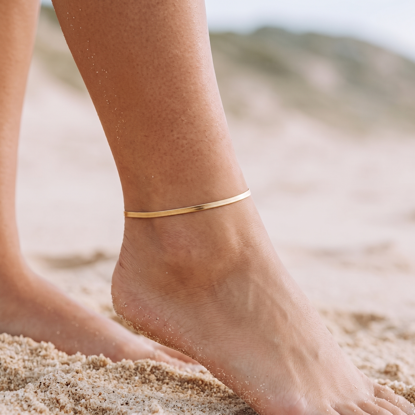 Asea Tarifa Herringbone Chain Anklet — worn by model
