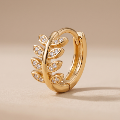 Asea Laurel Huggie Hoops — close-up detail