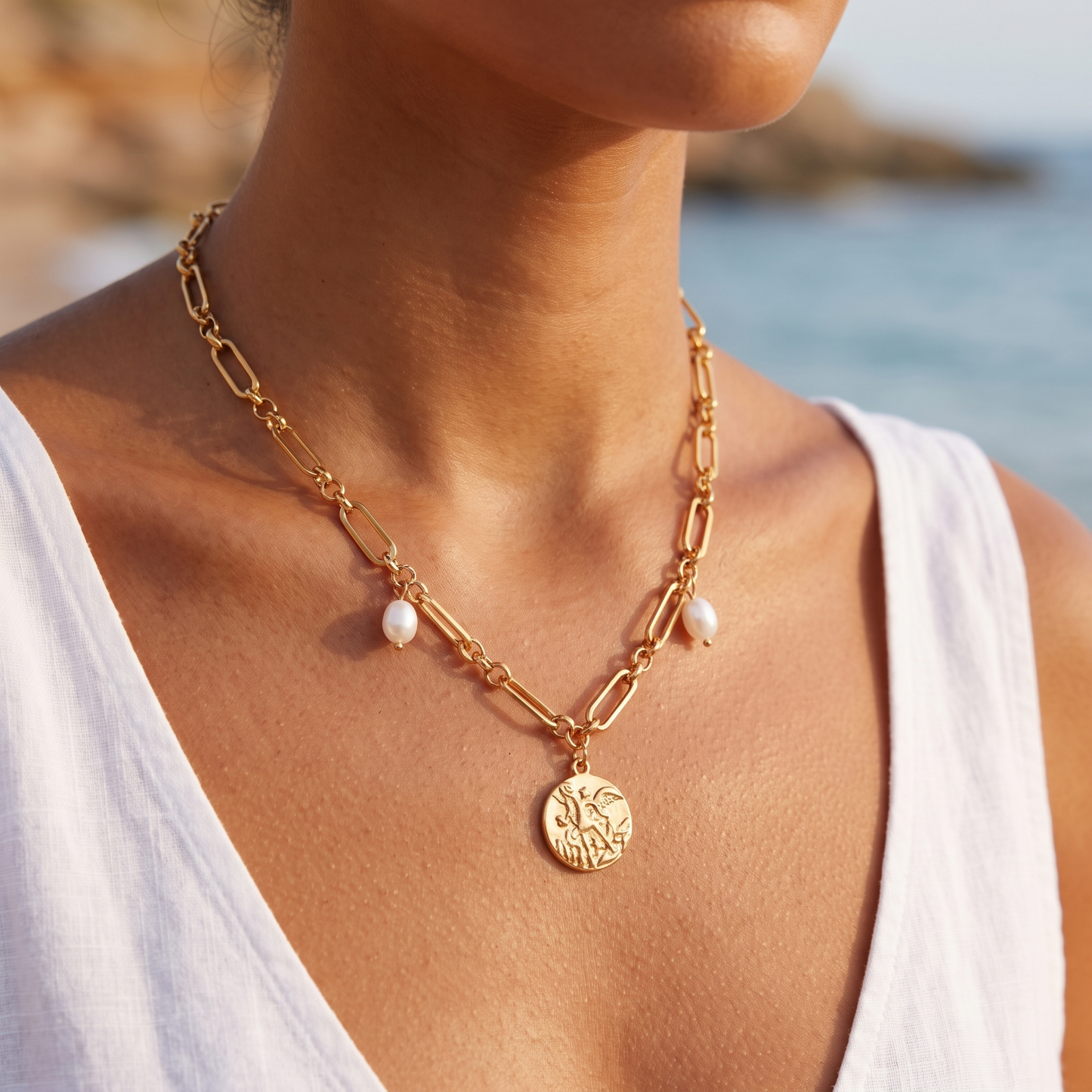 Asea Ondina Pendant Necklace — worn by model