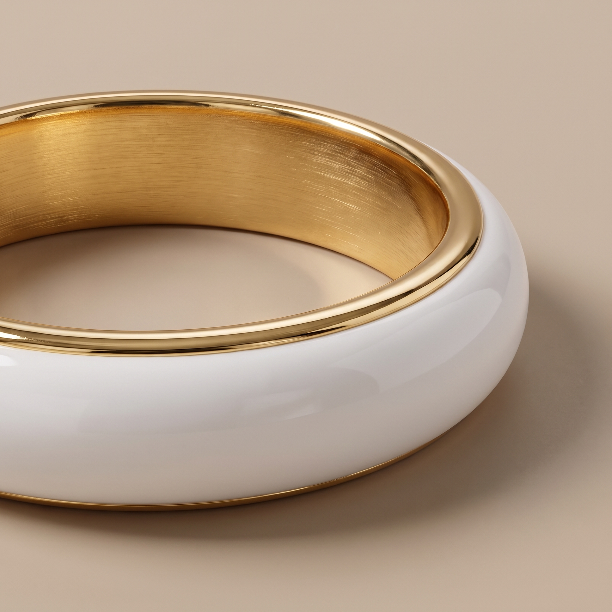 Asea White Enamel Stacker Ring — close-up detail