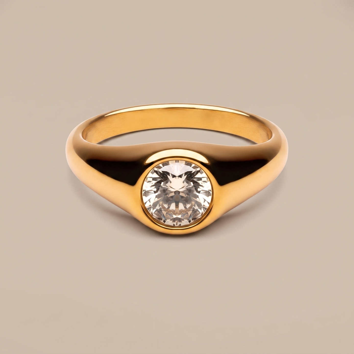 Asea Sunglow Zircon Signet Ring — front view