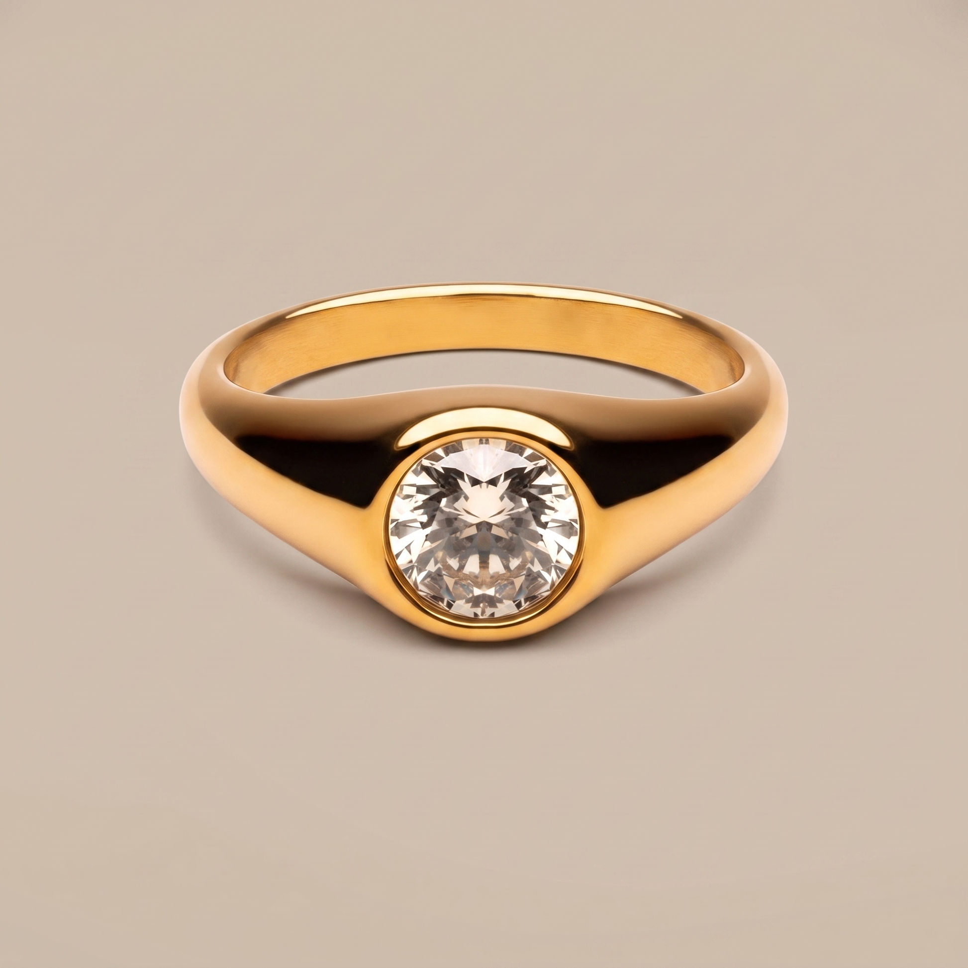 Asea Sunglow Zircon Signet Ring — front view