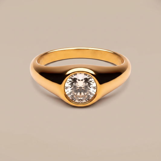 Asea Sunglow Zircon Signet Ring — front view