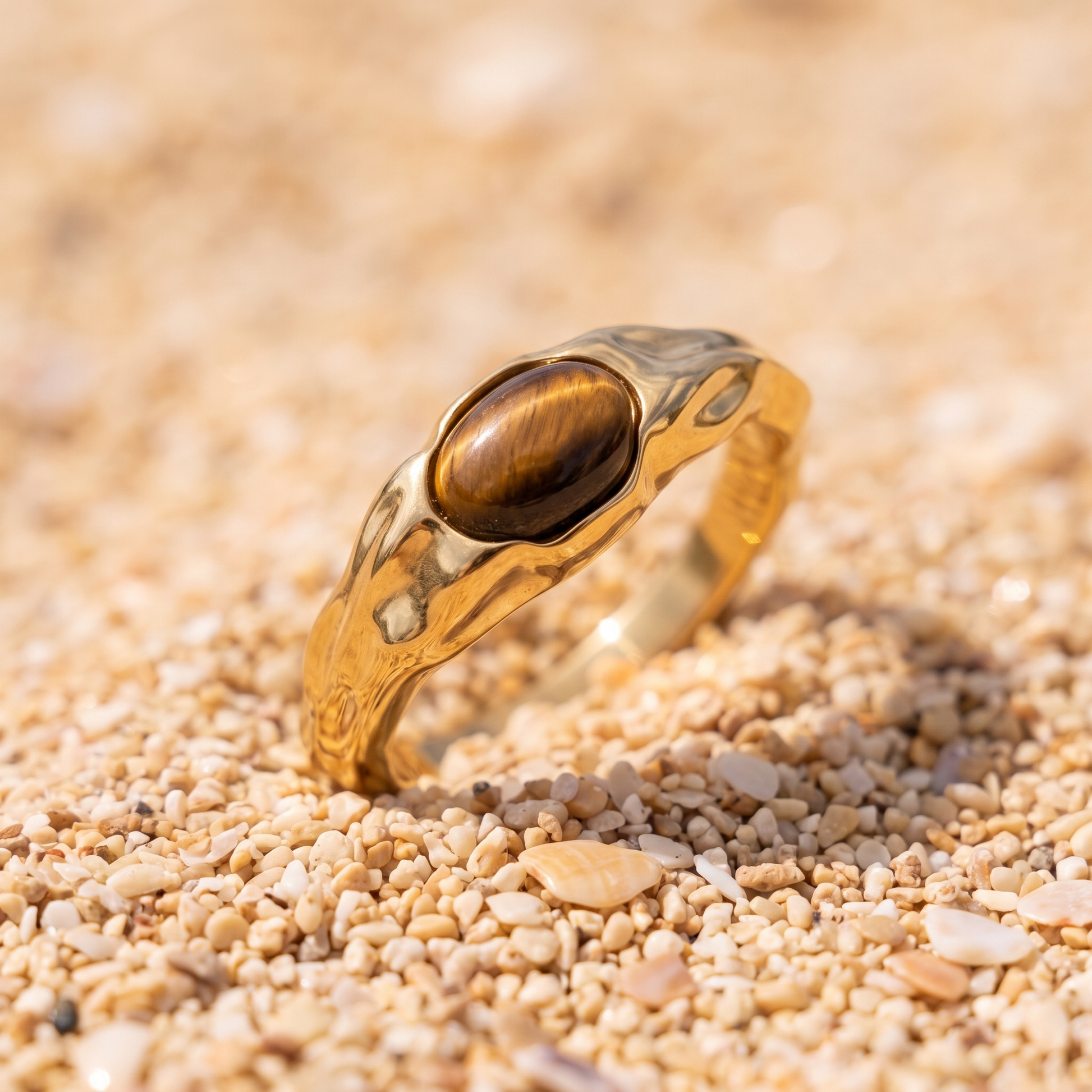 Asea Tiger Eye Band Ring — close-up detail
