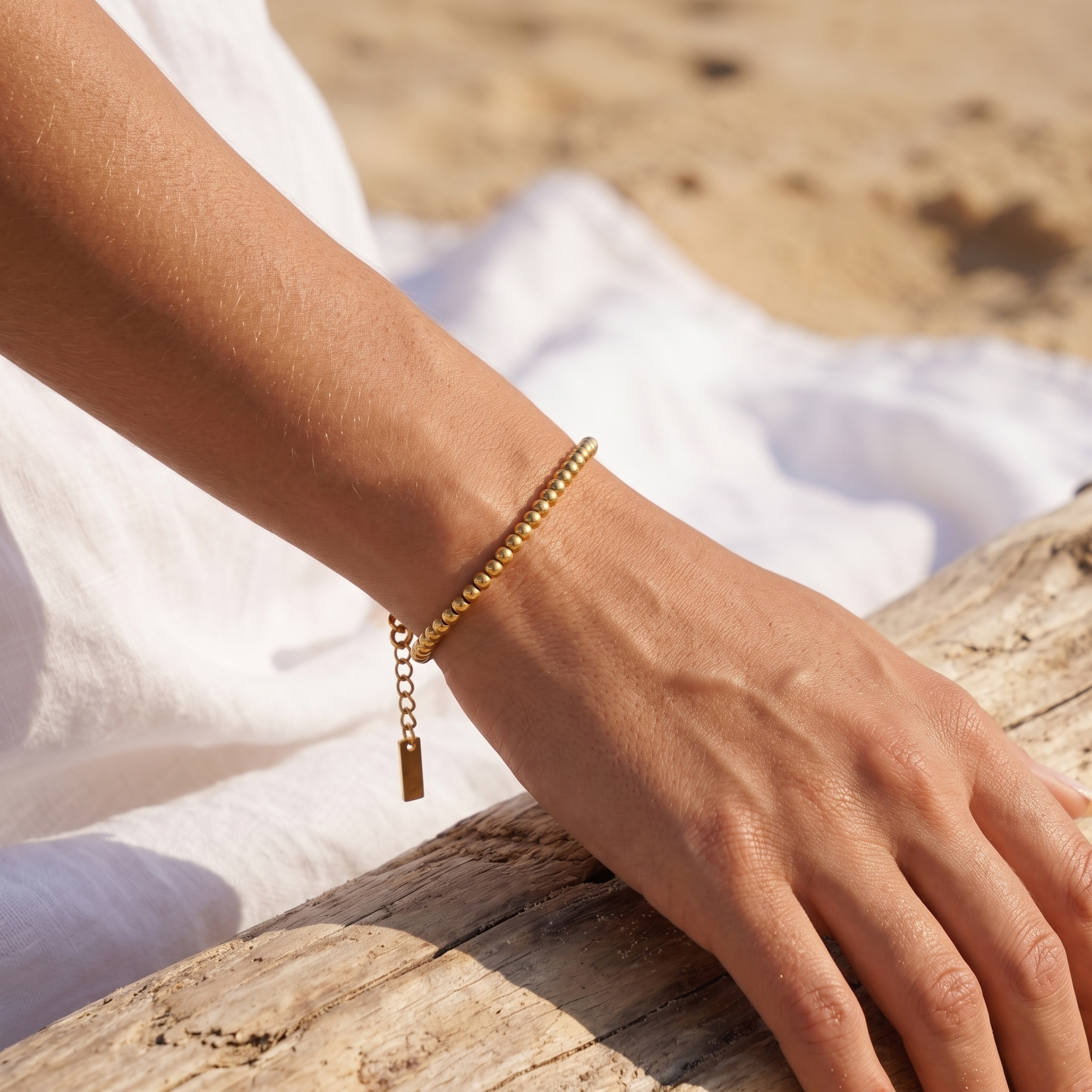 Asea Dainty Bead Bracelet — worn by model