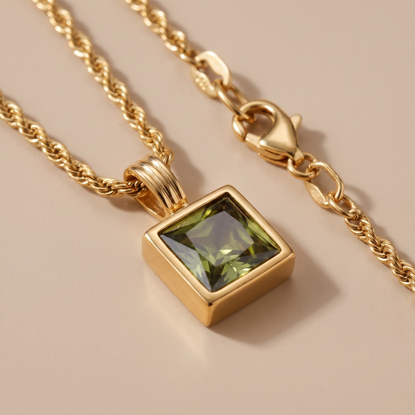 Asea Sage Green Stone Necklace — close-up detail