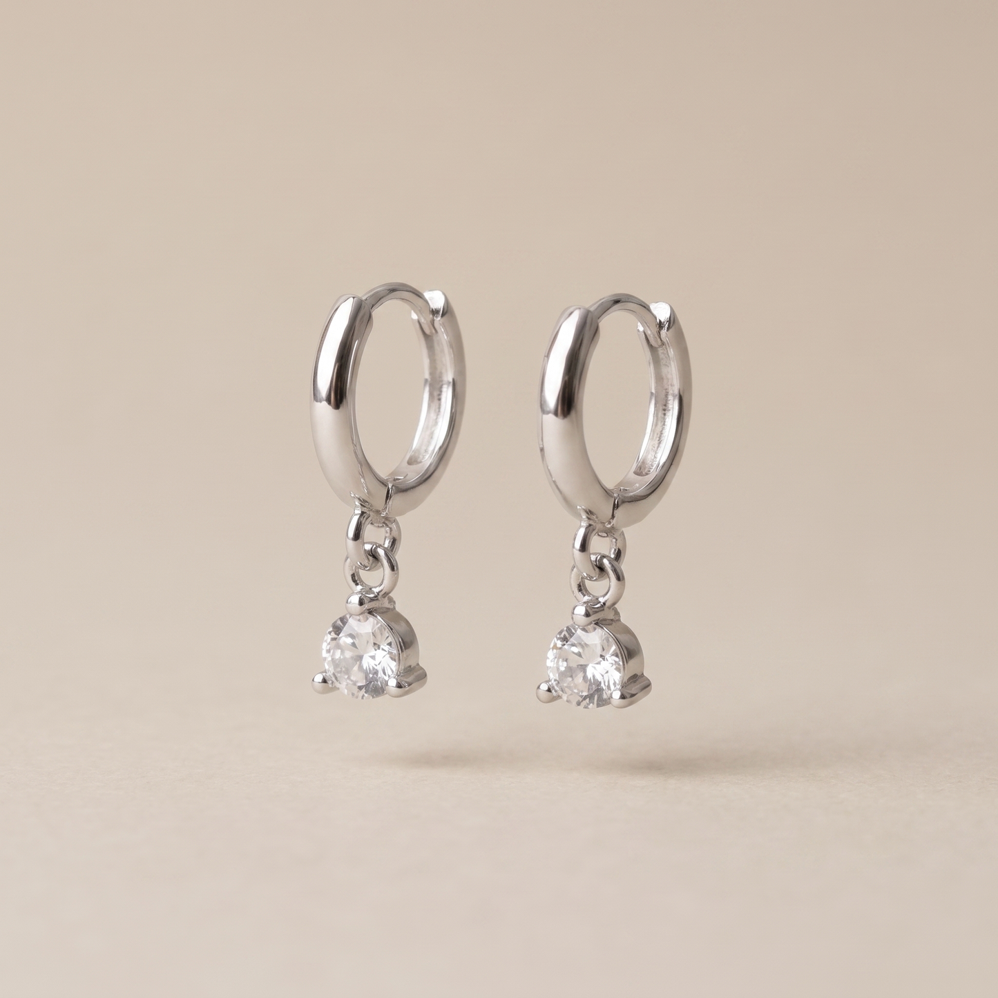 Asea Sparkle Zircon Hoops — Silver color