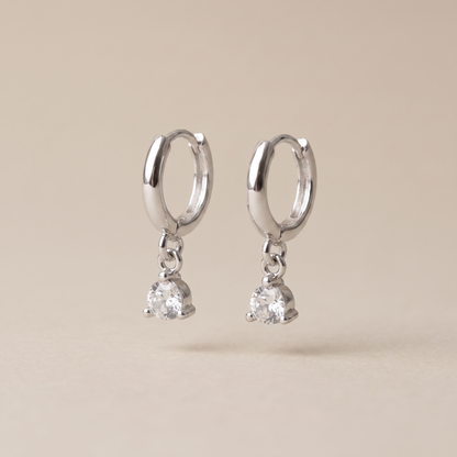 Asea Sparkle Zircon Hoops — Silver color