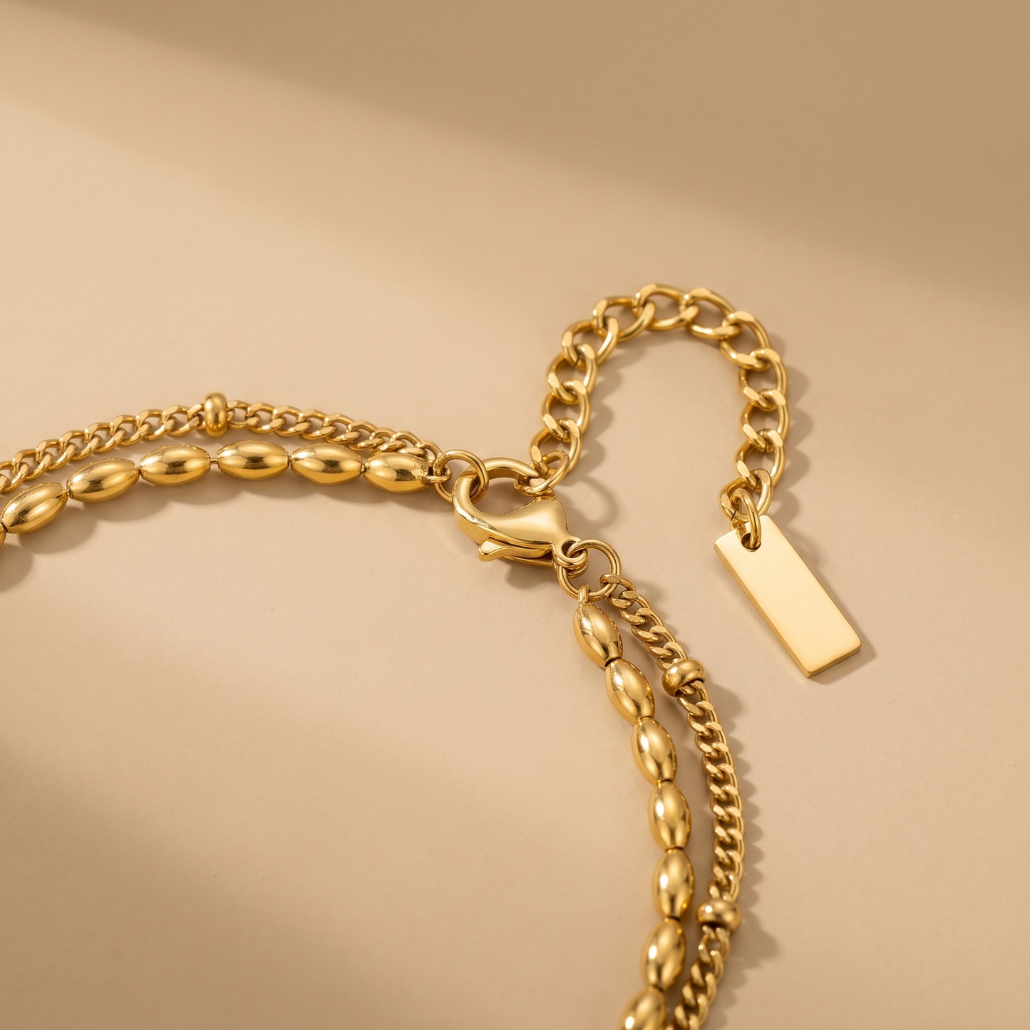 Asea Double Chain Pebble Bracelet — close-up detail