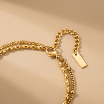 Asea Double Chain Pebble Bracelet — close-up detail
