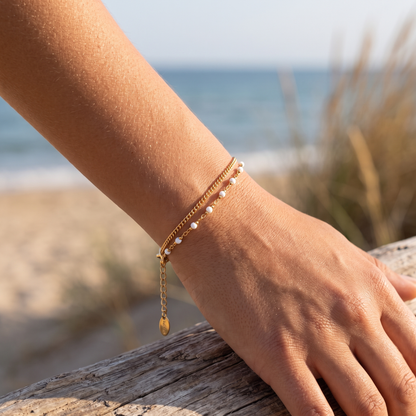 Asea Twin White Bead Bracelet — worn by model