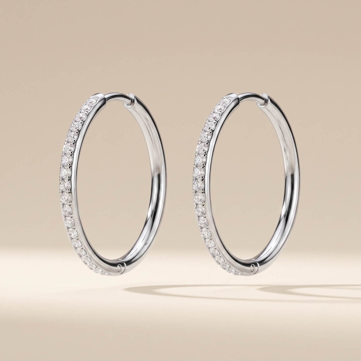 Asea Large Pavé Huggie Hoops — Silver color