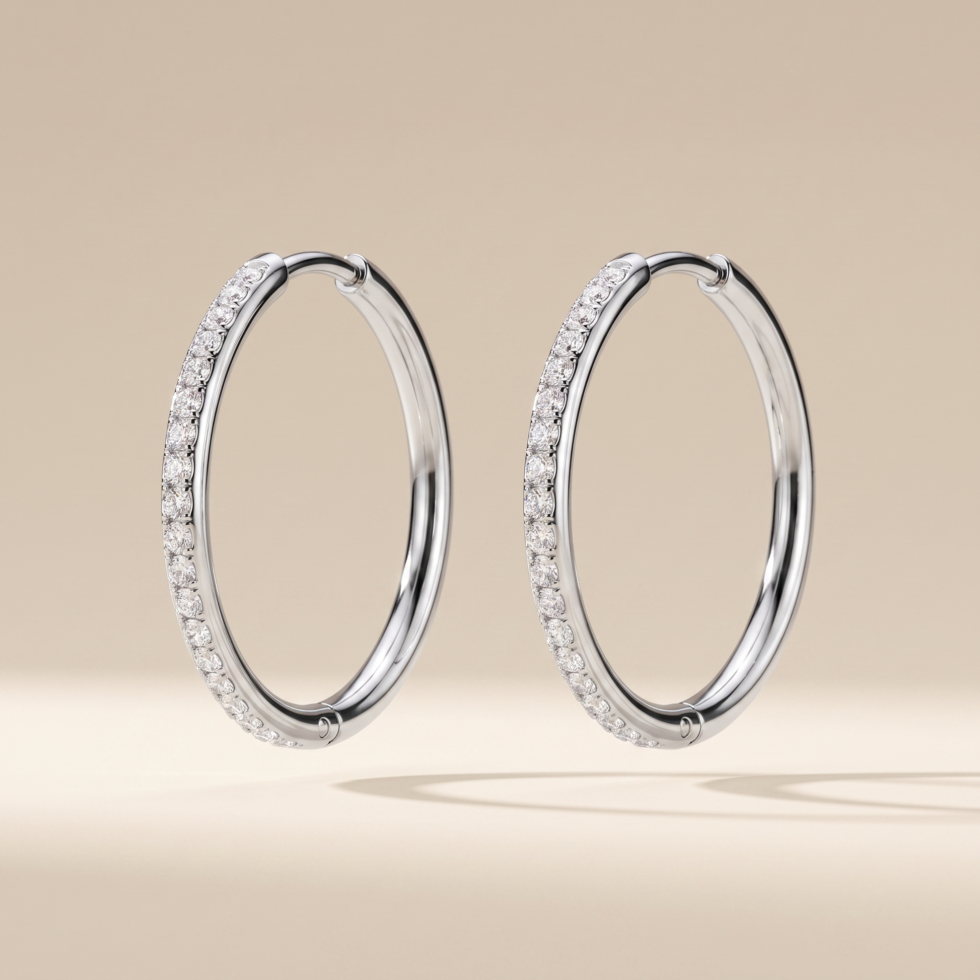 Asea Large Pavé Huggie Hoops — Silver color