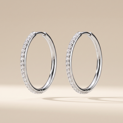 Asea Large Pavé Huggie Hoops — Silver color