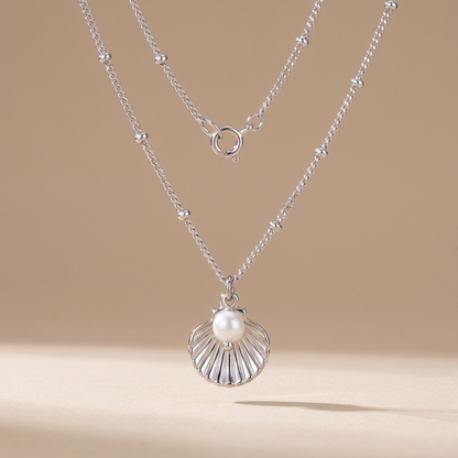 Asea Seashell Pearl Necklace — Silver Color