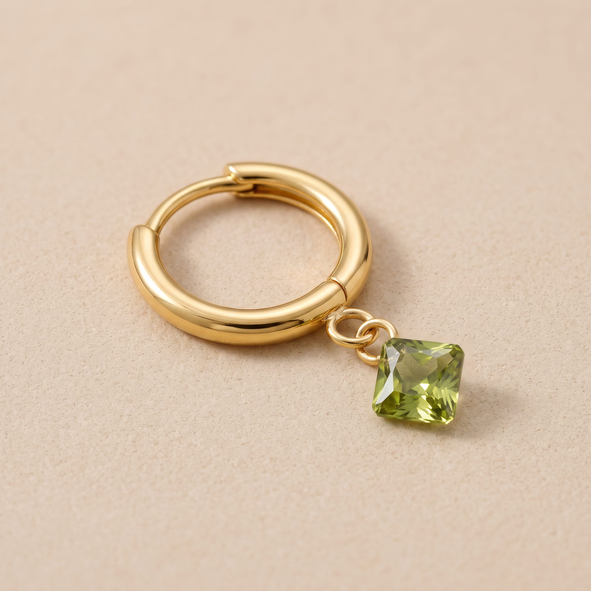 Asea Lime Zircon Hoops — close-up detail