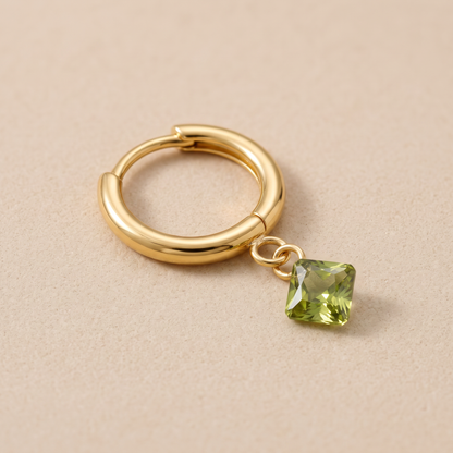 Asea Lime Zircon Hoops — close-up detail