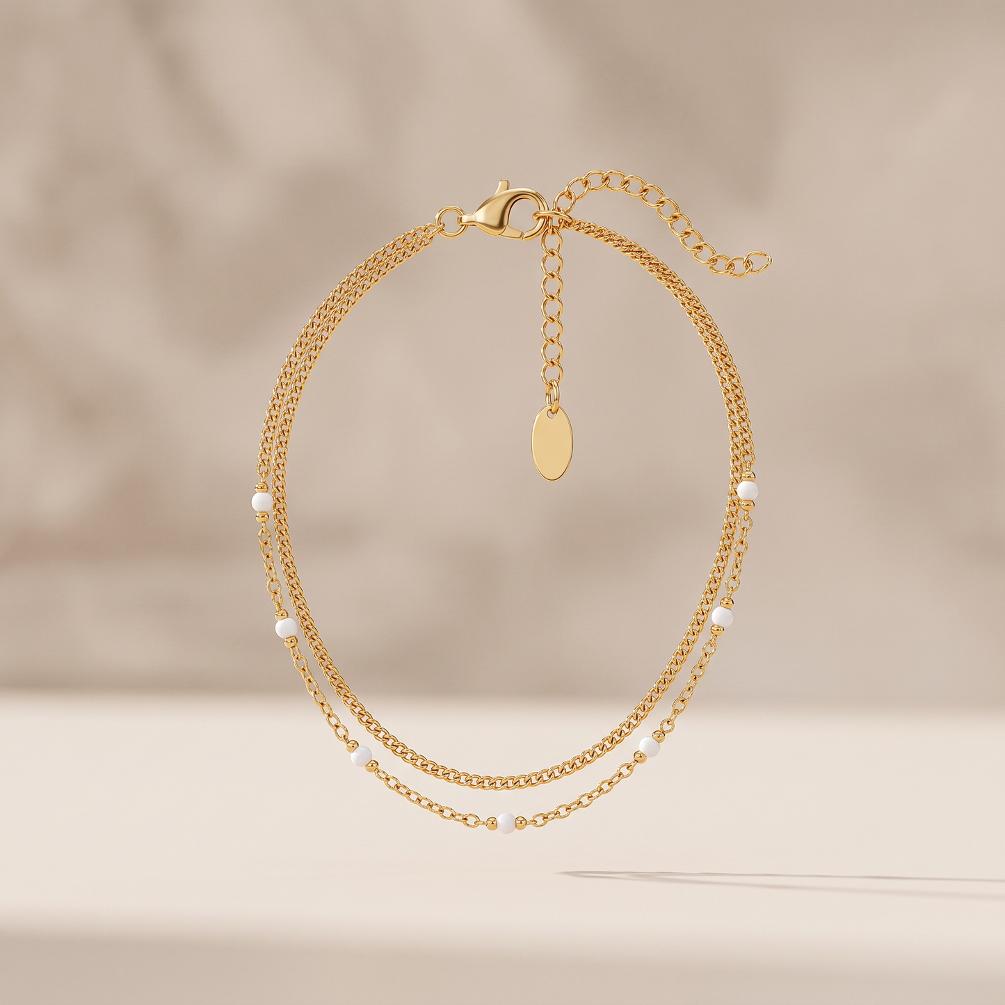 Asea Twin White Bead Bracelet — front view
