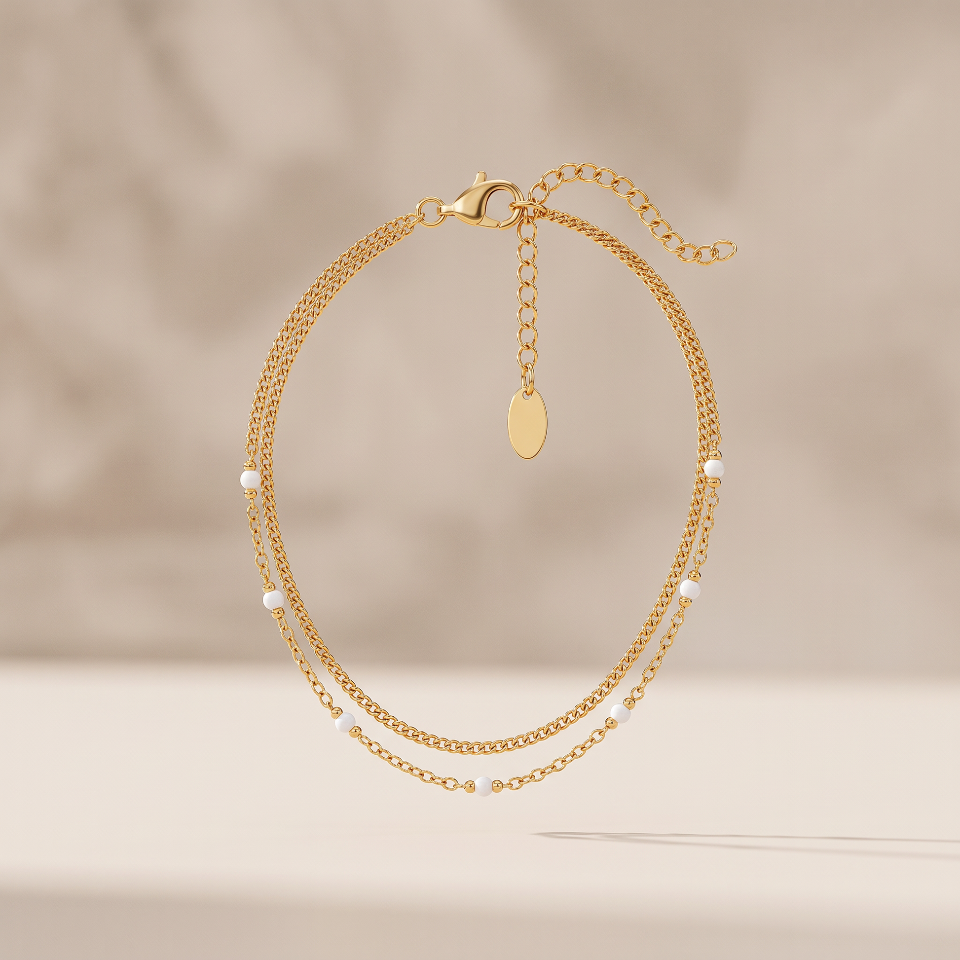 Asea Twin White Bead Bracelet — front view