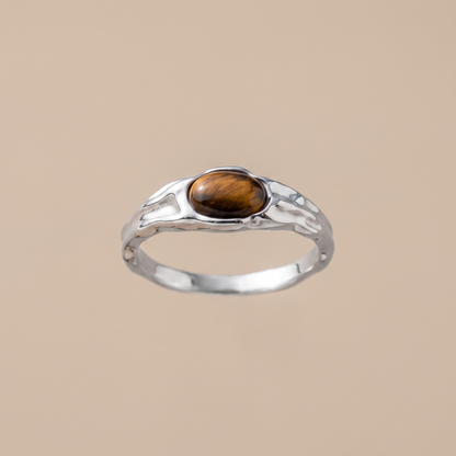 Asea Tiger Eye Band Ring — Silver color