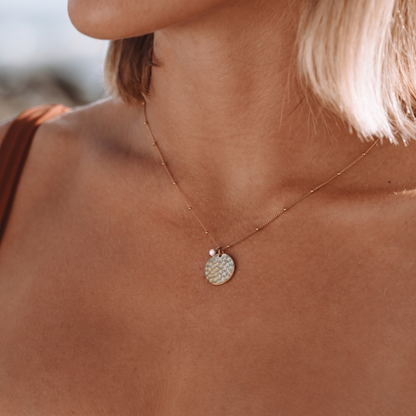 Asea Island Coin & Pearl Necklace — worn by model