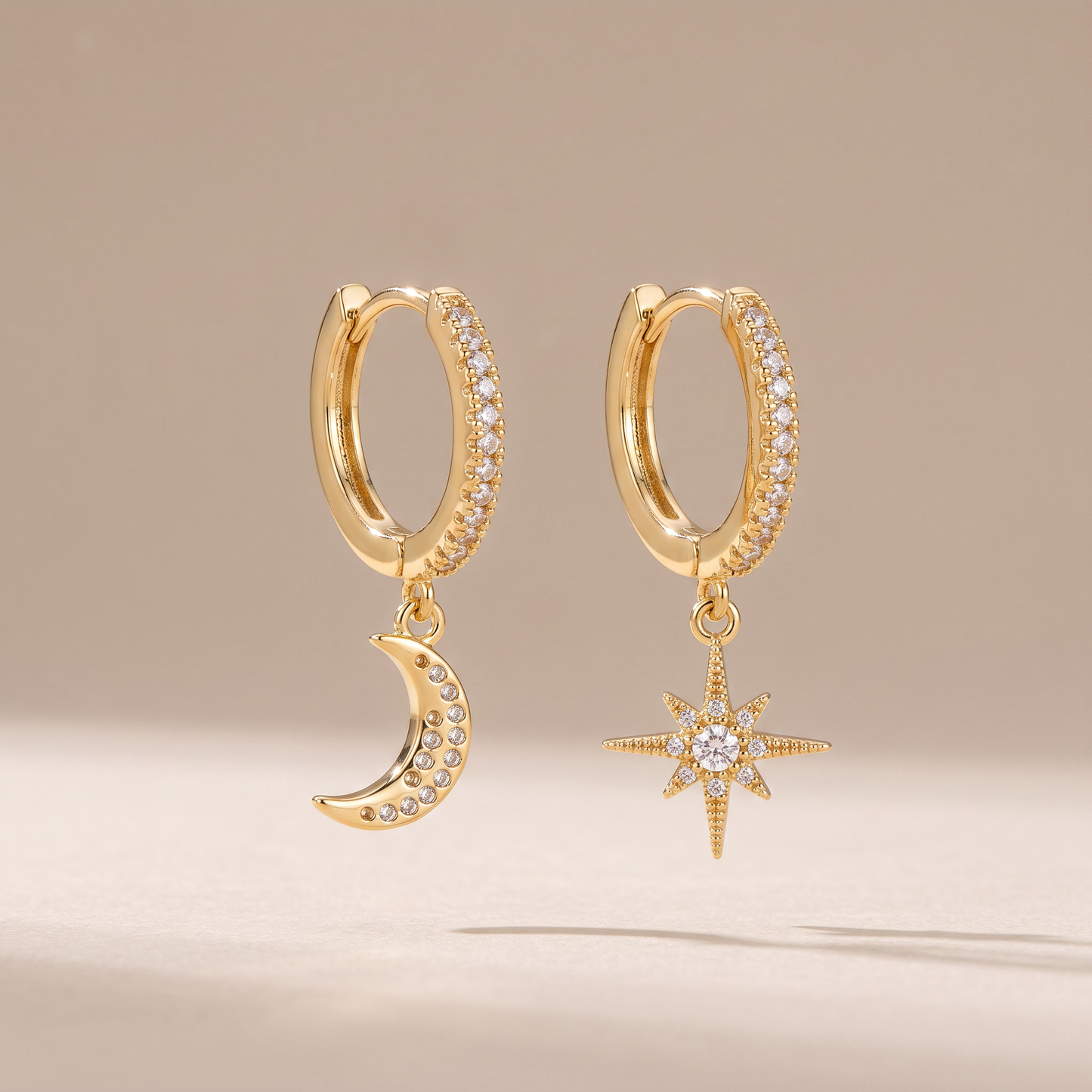 Asea Summer Night Moon & Star Earrings — front view