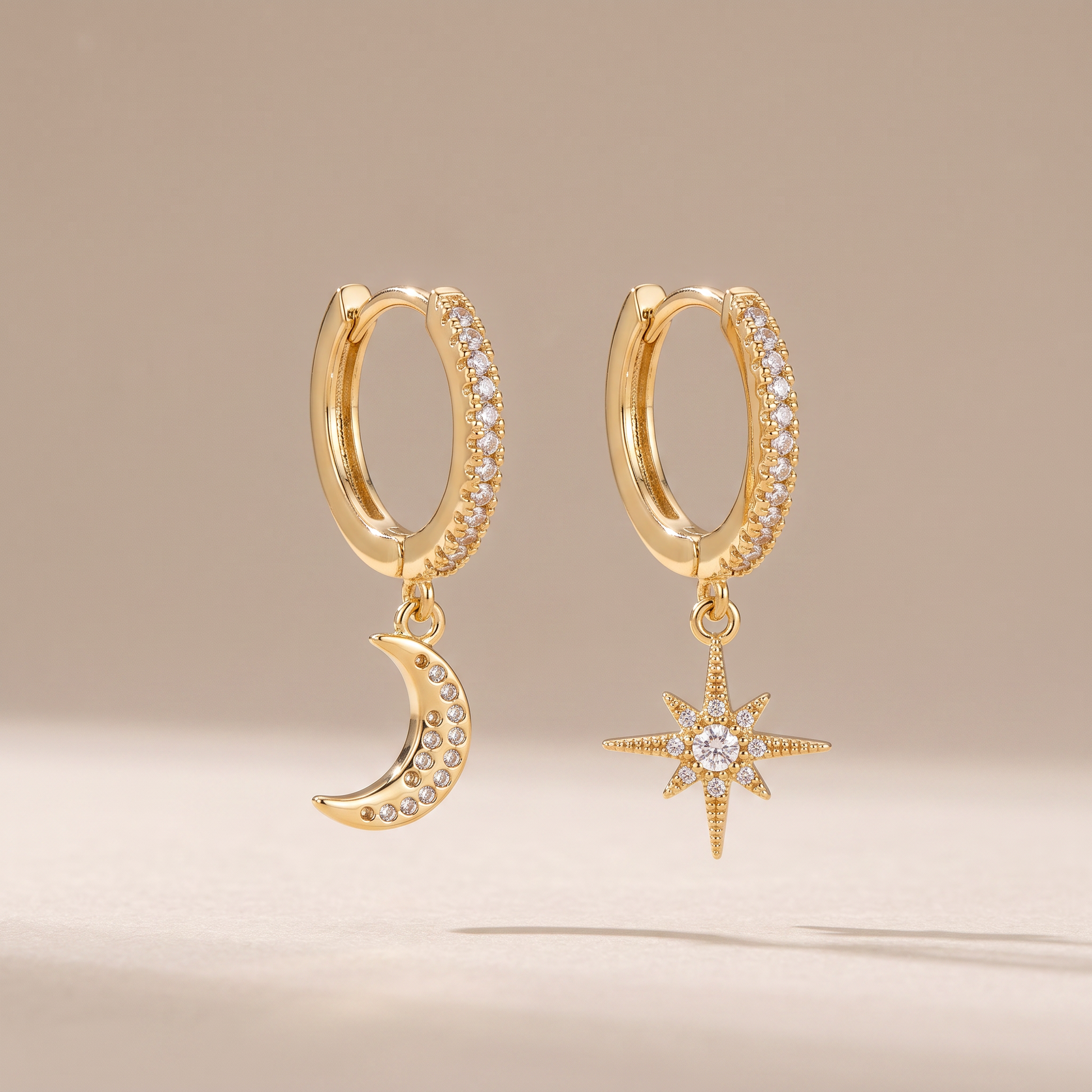 Asea Summer Night Moon & Star Earrings — front view
