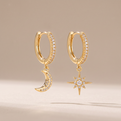 Asea Summer Night Moon & Star Earrings — front view
