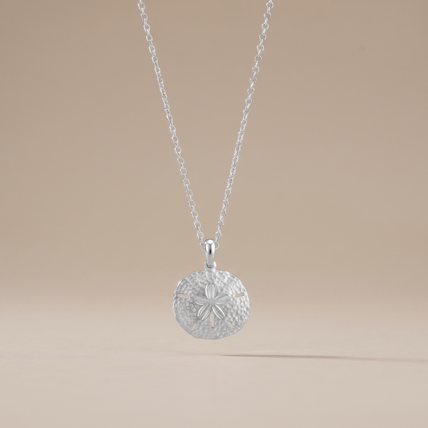 Asea Sand Dollar Pendant Necklace — Silver Color