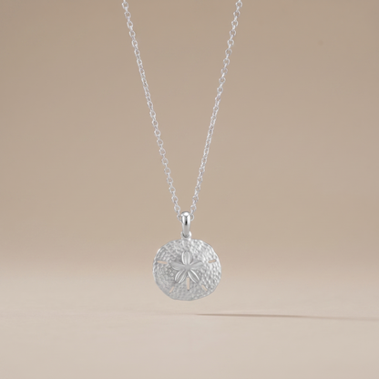 Asea Sand Dollar Pendant Necklace — Silver Color
