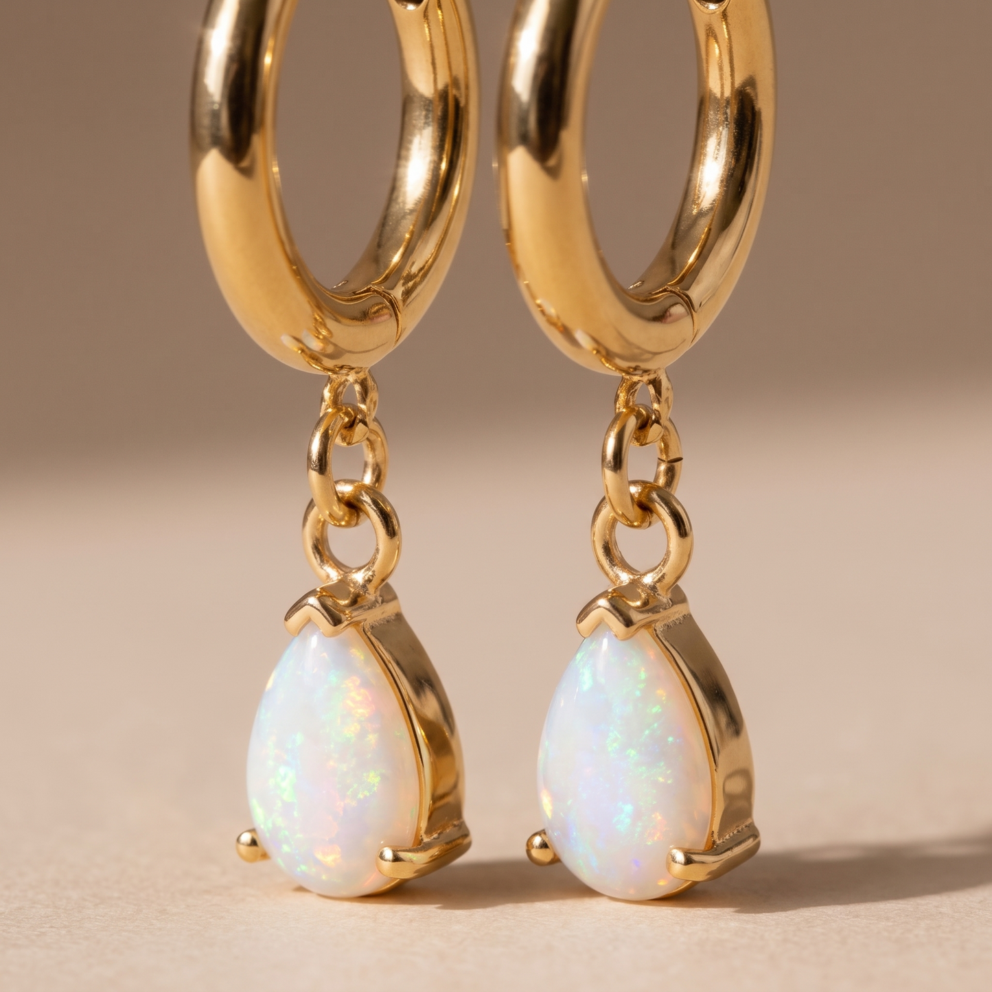 Asea Opal Teardrop Hoops — close-up detail