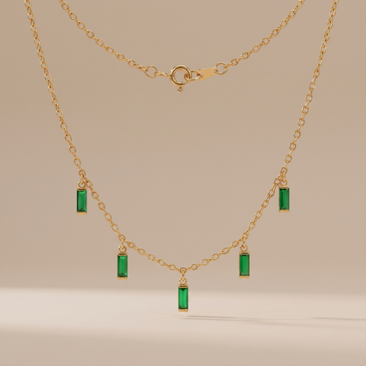 Asea Rain of Emeralds Drop Choker — front view