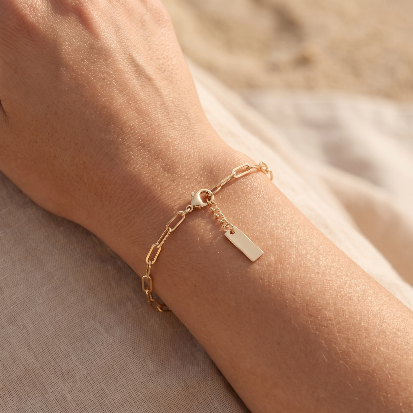 Asea Vieques Paperclip Chain Bracelet — worn by model