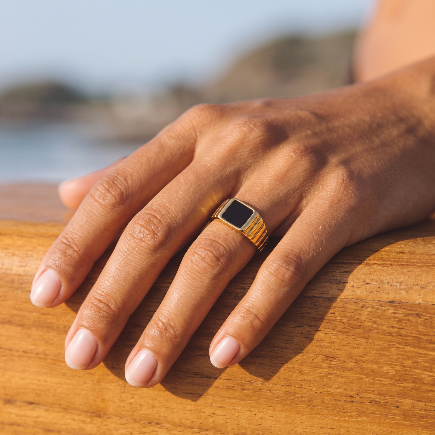 Asea Vora Black Onyx Ring — worn by model