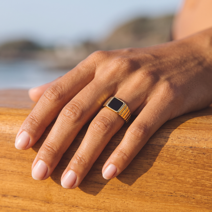 Asea Vora Black Onyx Ring — worn by model